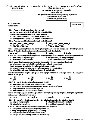 Đề khảo sát chất lượng môn Vật lý Lớp 12 - Mã đề 002 - Năm học 2018-2019 - Sở giáo dục và đào tạo Thanh Hóa